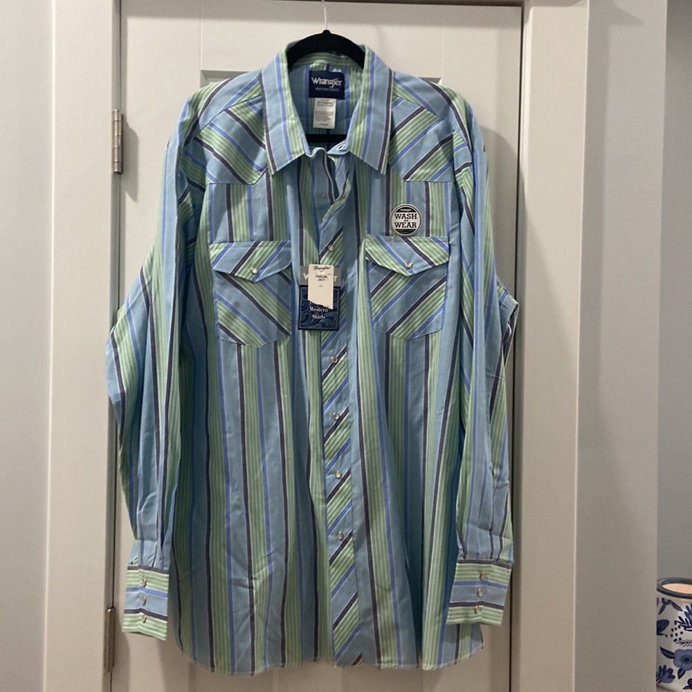 Wrangler 3XL Tall western Pearl Snap long sleeve stripes NWT